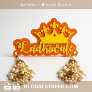 Ladkiwale Brooch Design DXF laser cutting wedding file