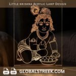Little Krishna Acrylic Lamp Design DXF laser cut LED lamp CNC acrylic spiritual design file download