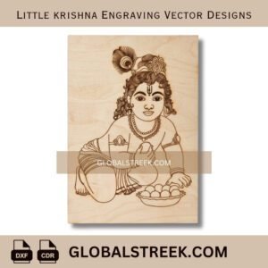 Little Krishna Engraving Vector Designs DXF laser engraving CNC vector file spiritual design download