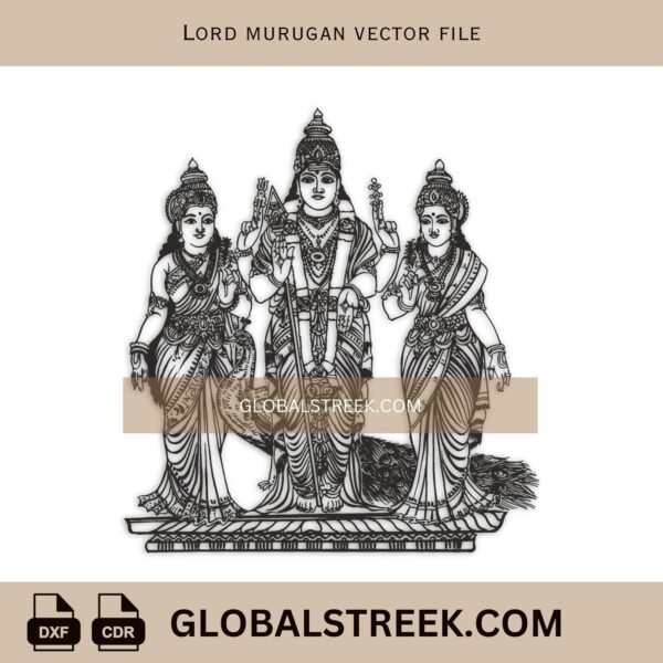 Lord Murugan Vector File | Laser Engraving & Cutting DXF Design
