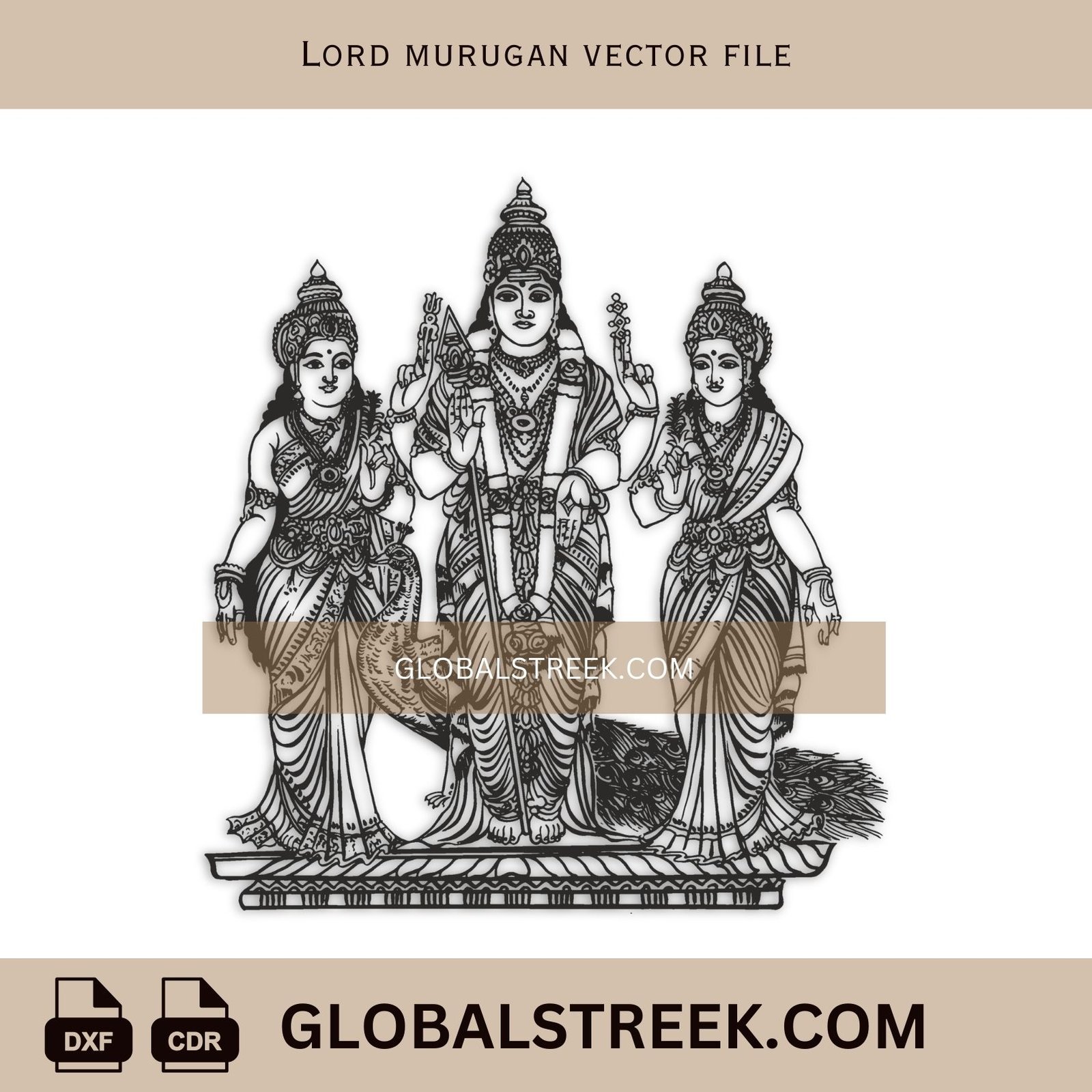 Lord Murugan Vector File | Laser Engraving & Cutting DXF Design