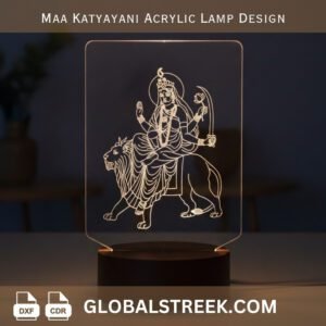 Maa Katyayani Acrylic Lamp Design DXF laser cut LED lamp CNC acrylic Navratri spiritual design download