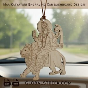Maa Katyayani Engraving Car Dashboard Design DXF laser engraving CNC car dashboard Navratri spiritual design file download