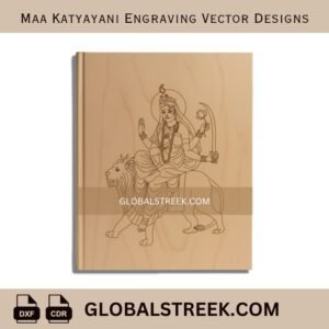 Maa Katyayani Engraving Vector Designs DXF laser engraving CNC vector file Navratri spiritual design download