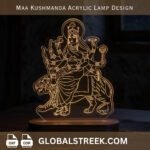 Maa Kushmanda Acrylic Lamp Design DXF laser cut LED lamp CNC acrylic Navratri spiritual design download