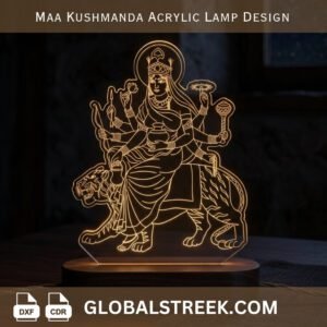 Maa Kushmanda Acrylic Lamp Design DXF laser cut LED lamp CNC acrylic Navratri spiritual design download