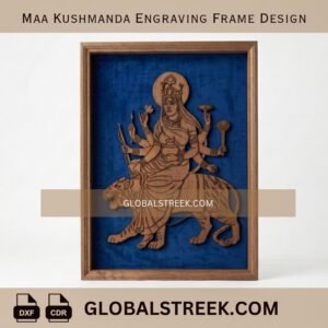 Maa Kushmanda Engraving Frame Design DXF laser engraving CNC decorative spiritual frame file download