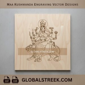 Maa Kushmanda Engraving Vector Designs DXF laser engraving CNC vector file Navratri spiritual design download