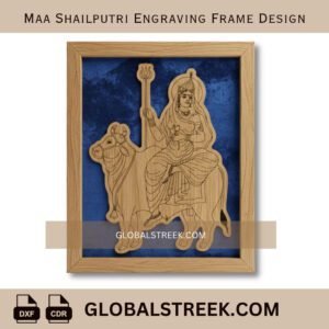 Maa Shailputri Engraving Frame Design DXF laser engraving CNC decorative Navratri spiritual frame file download