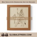 Maa Shailputri Engraving Vector Designs DXF laser engraving CNC vector file Navratri spiritual design download