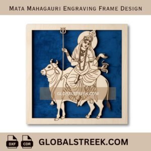 Mata Mahagauri Engraving Frame Design DXF laser engraving CNC decorative Navratri spiritual frame file download