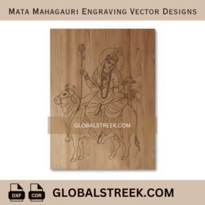 Mata Mahagauri Engraving Vector Designs DXF laser engraving CNC vector file Navratri spiritual design download