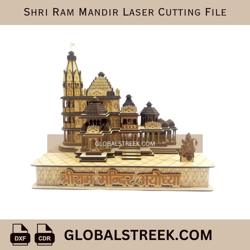 Shri Ram Mandir Laser Cutting File | CNC Laser Cut Design DXF & CDR