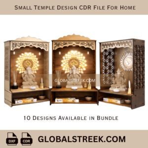 Small Temple Design CDR & DXF File For Home & Shop | Bundle of 10 Temple Laser Cutting Files