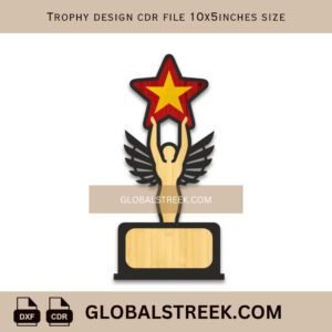 Trophy Design DXF File | Laser Cutting Award Trophy Template