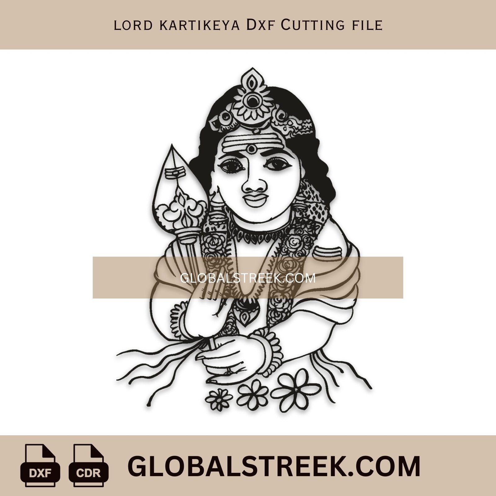 Lord Kartikeya DXF Cutting File | Laser Engraving & Wall Art Design
