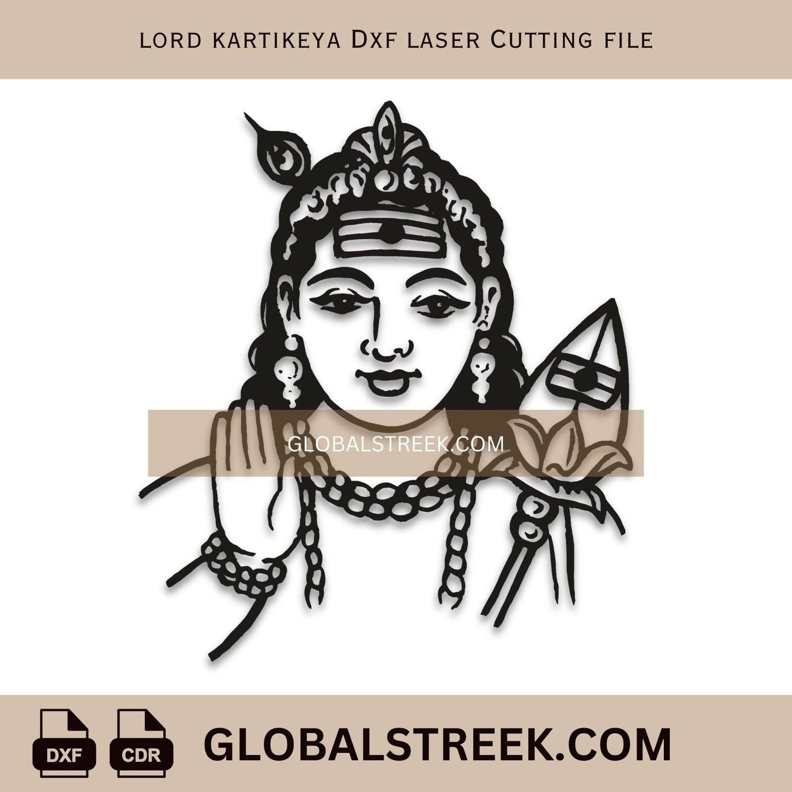 Lord Kartikeya DXF Laser Cutting File | Engraving & Wall Art Vector Design