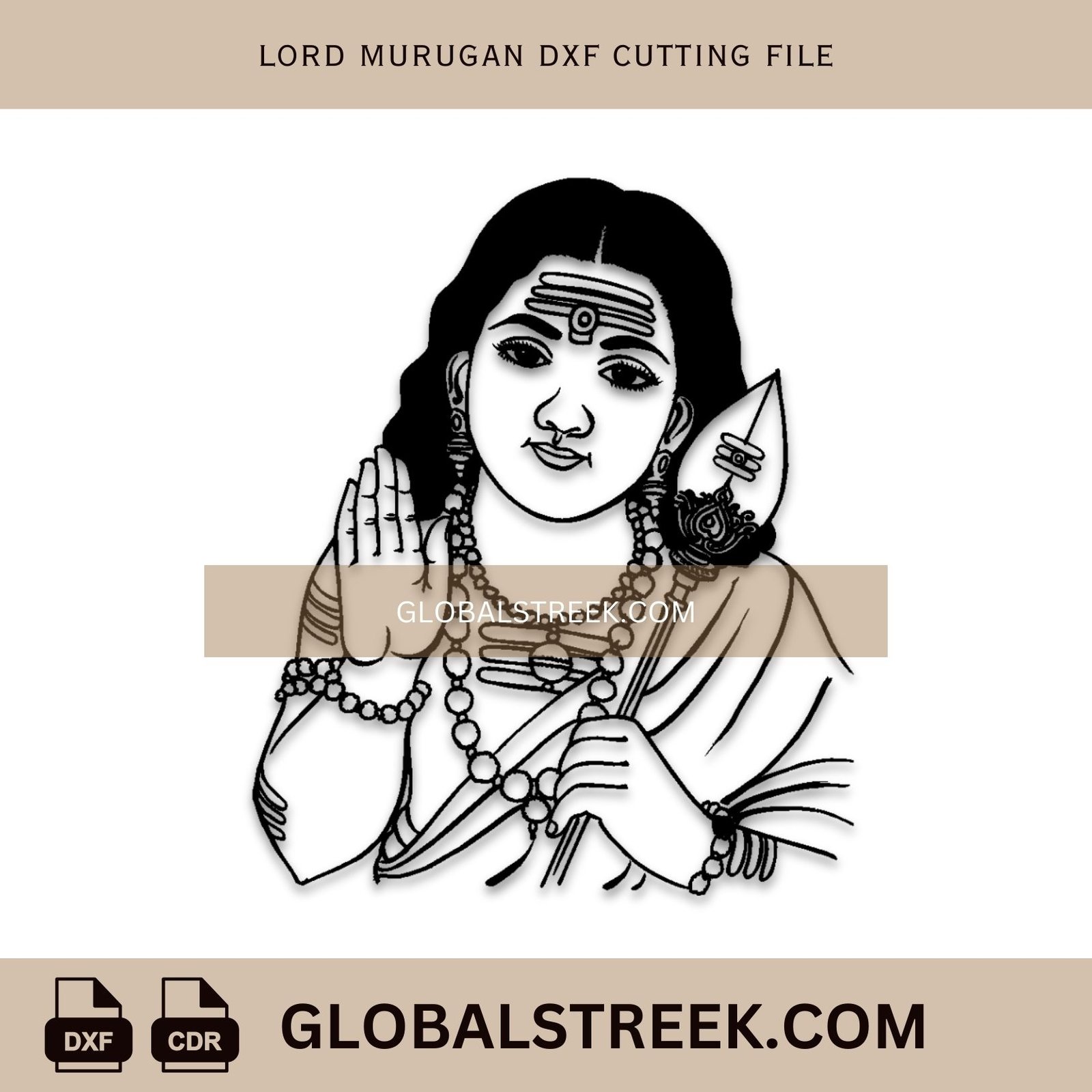 Lord Murugan DXF Cutting File | Laser Engraving & Wall Art Design