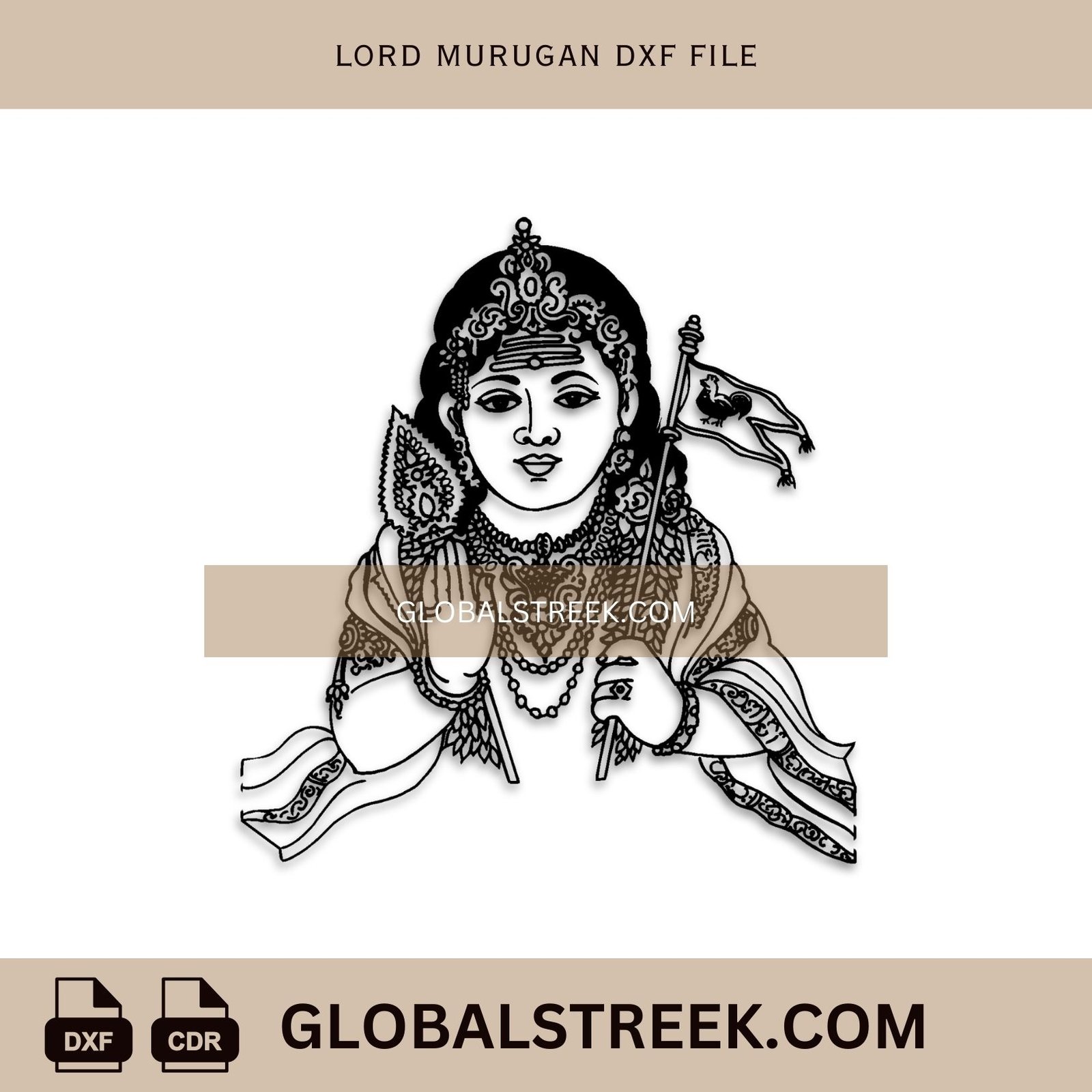 Lord Murugan DXF File | Laser Engraving & Cutting Vector Design