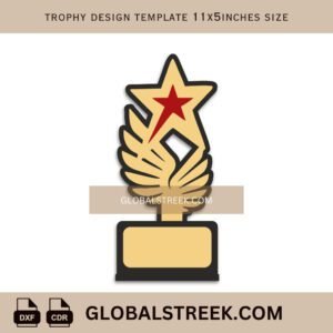 Trophy Design Template Laser Cutting File | Award Trophy DXF Design
