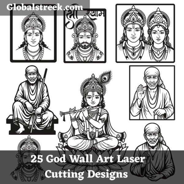 25 Premium God Wall Art Designs Bundle DXF CDR Laser Cutting Files