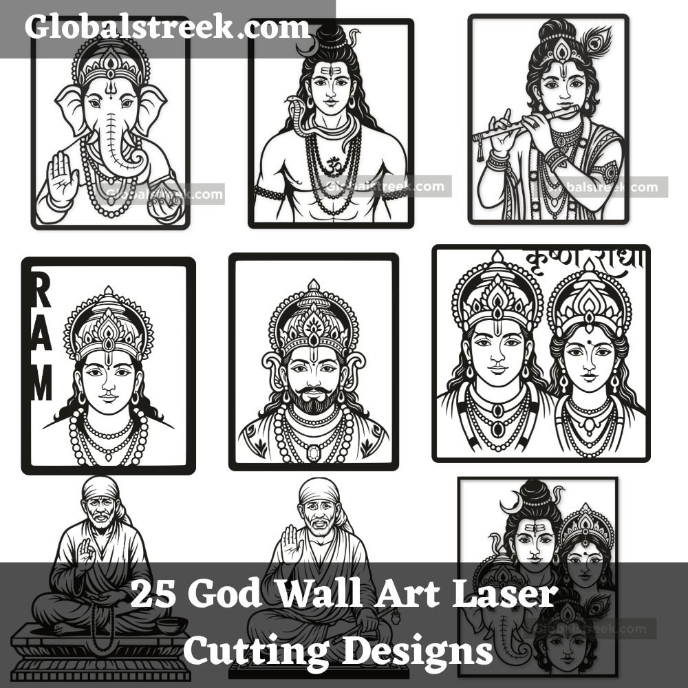 25 God Wall Art Laser Cutting Designs DXF Bundle