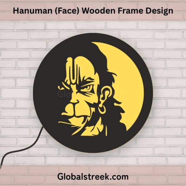 Hanuman face laser cut wooden frame design