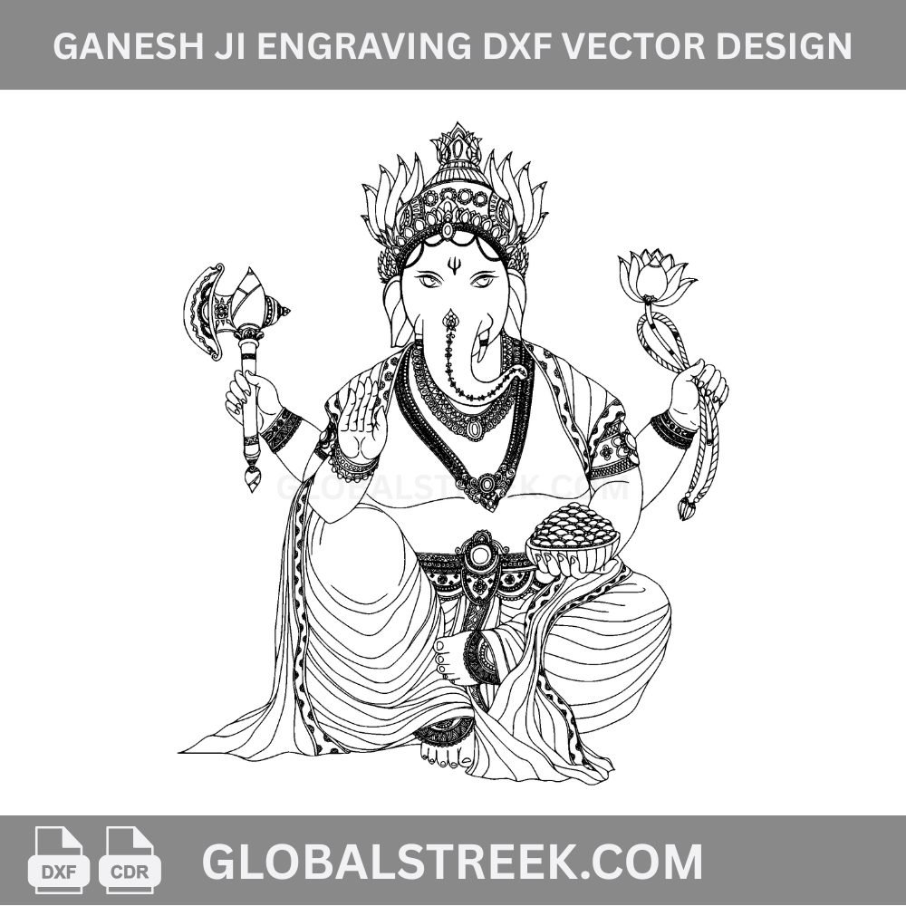 Ganesh Ji Engraving DXF Vector Design | Lord Ganesha Laser Engraving File