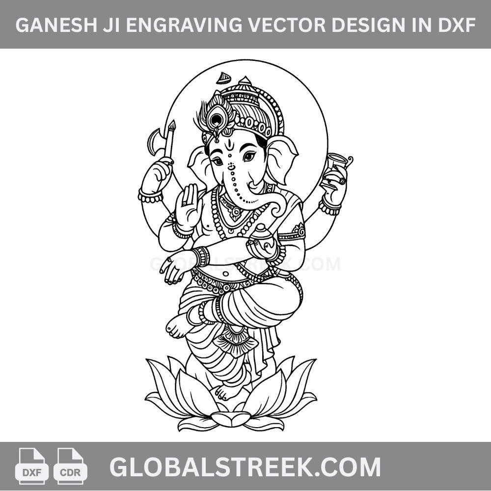 Ganesh Ji Engraving Vector Design in DXF Format | CNC Laser File for MDF & Acrylic