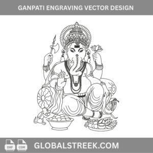 Ganpati Engraving Vector Design | DXF File for CNC & CO2 Laser