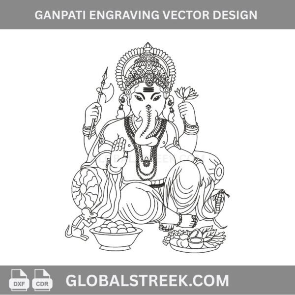 ganesh ji engraving vector image