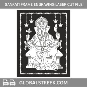 Ganpati Frame Engraving Laser Cut File | DXF CNC Design for MDF & Acrylic