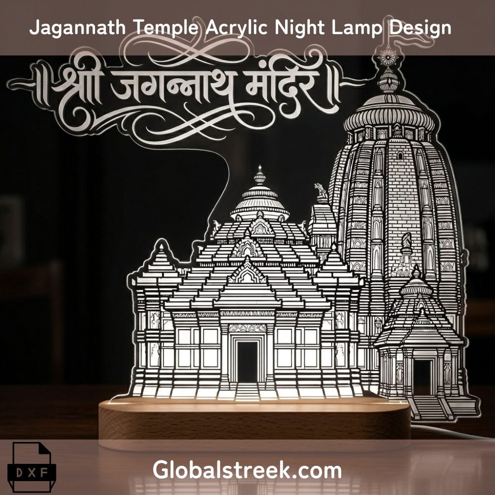 Jagannath Temple acrylic night lamp laser cut design