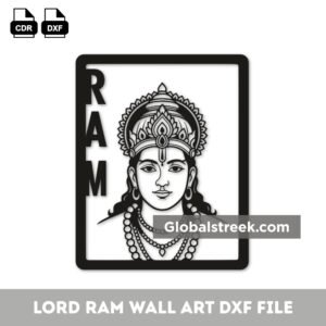 Lord Ram wall art dxf file with RAM text for laser cutting and CNC router design