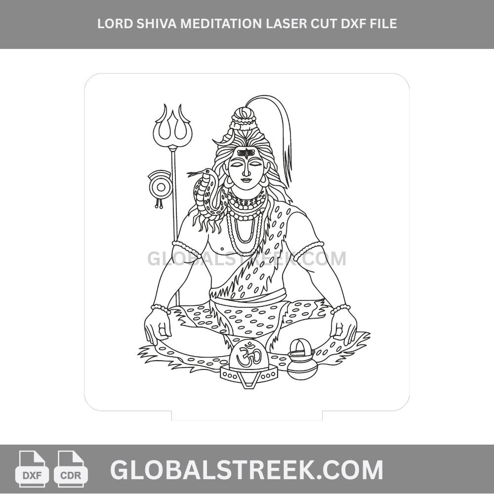 Lord Shiva Meditation Laser Cut DXF File for CNC Engraving Design
