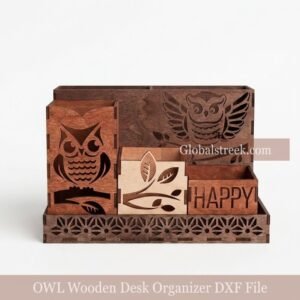 Owl Wooden Desk Organizer DXF File Laser Cutting Design