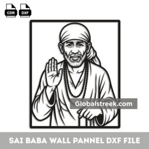 Sai Baba Wall Panel DXF File Laser Cutting Design