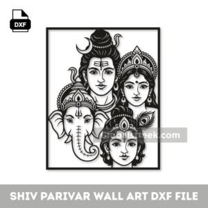 Shiv Parivar wall art DXF file for CNC laser cutting MDF mandir design