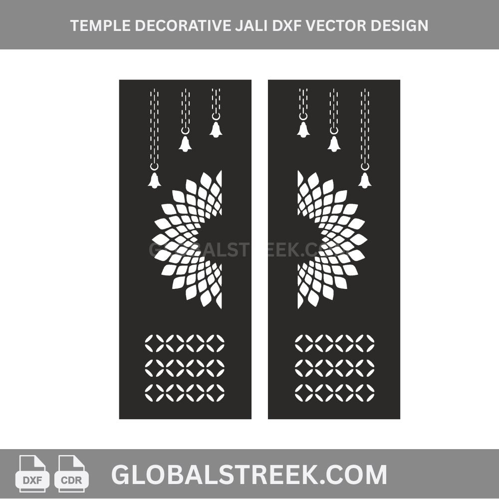 Temple Decorative Jali DXF Vector Design | CNC Laser Cutting Pattern for MDF