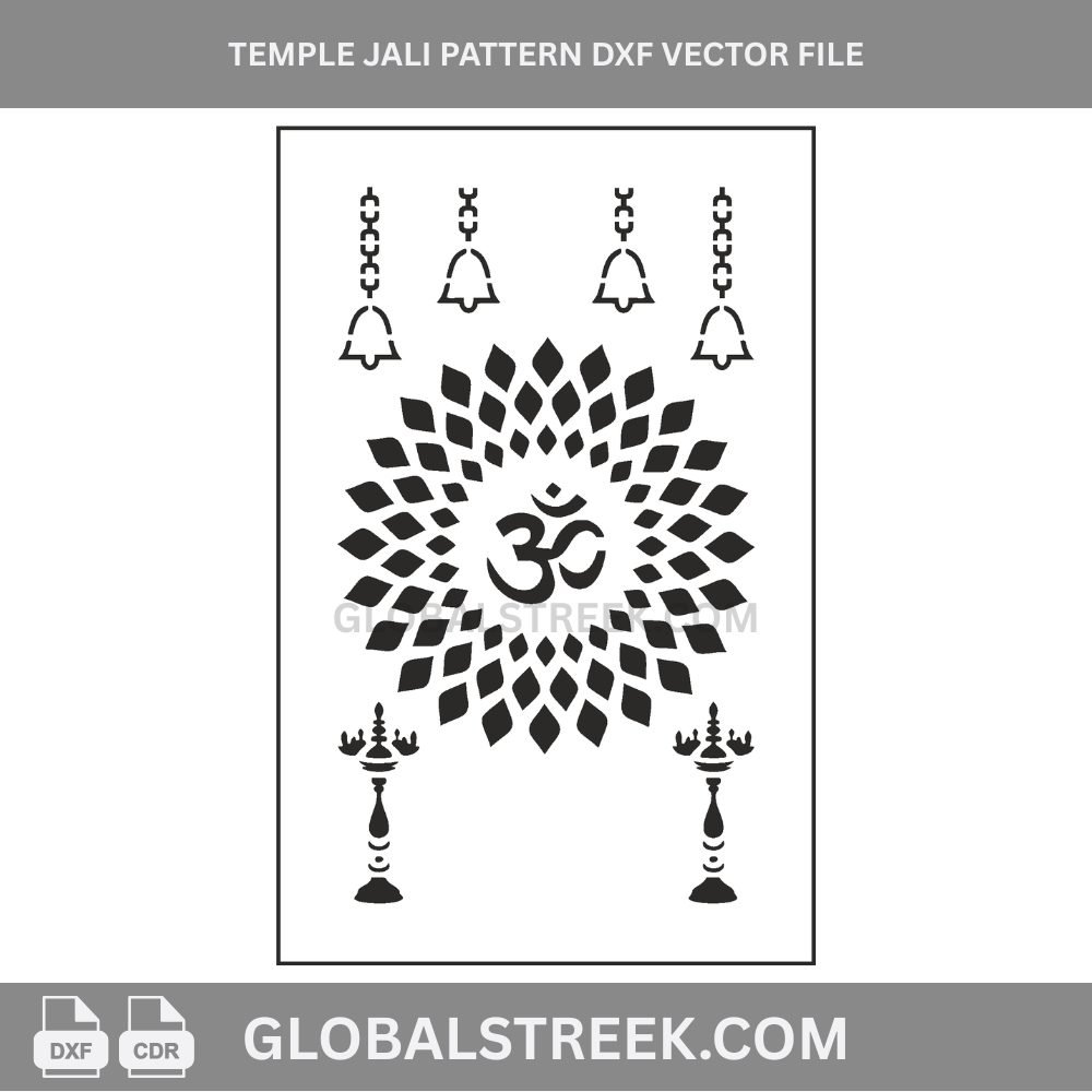 Temple Jali Pattern DXF Vector File | CNC Laser Cutting Design for MDF & Acrylic
