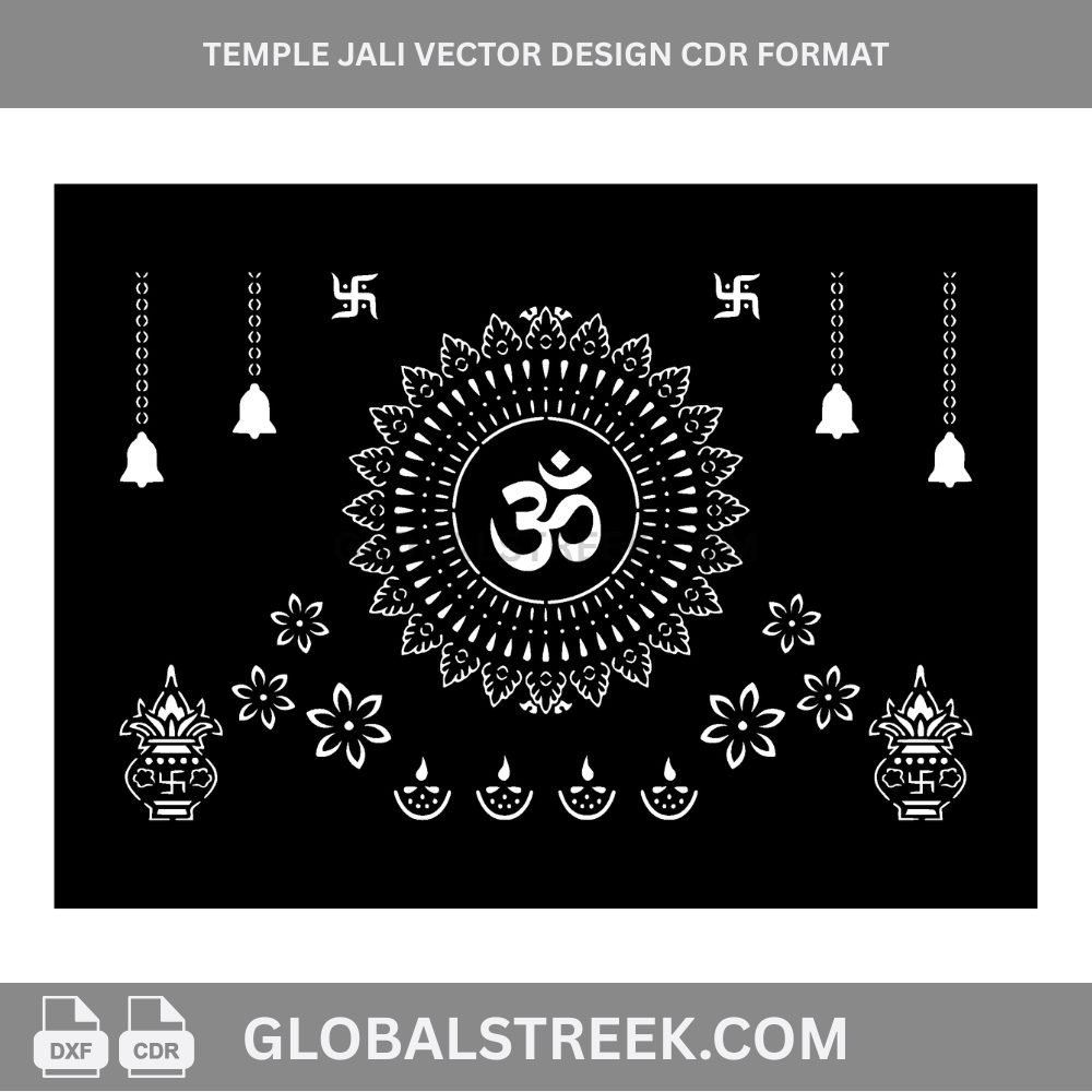 Temple Jali Vector Design CDR Format | CNC Laser Cutting Pattern for MDF & Acrylic