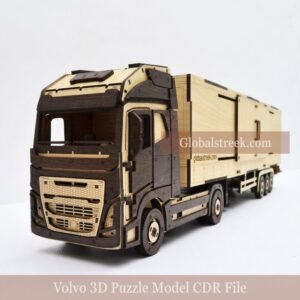 Volvo 3D Puzzle Model CDR File Laser Cutting Truck Design