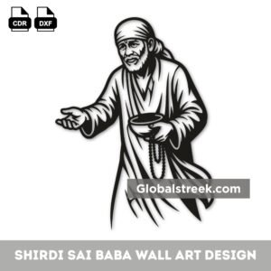 Shirdi Sai Baba Wall Art Design DXF File