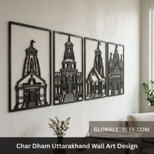 Char Dham Uttarakhand Wall Art Design DXF laser cut CNC wall decor spiritual temple design file download
