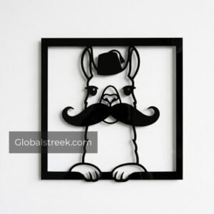 Funny Mustache Alpaca Wall Art DXF File
