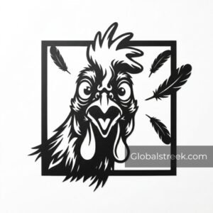 Funny Chicken Wall Art DXF File