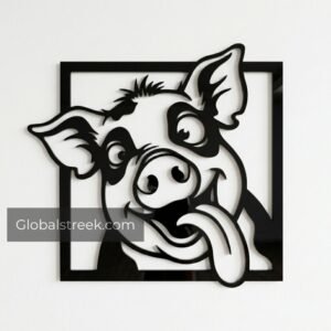 Funny Pig Wall Art DXF File