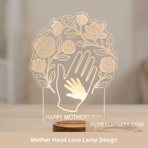 Mother Hand Love Lamp Design acrylic LED lamp with heart hands and floral decoration