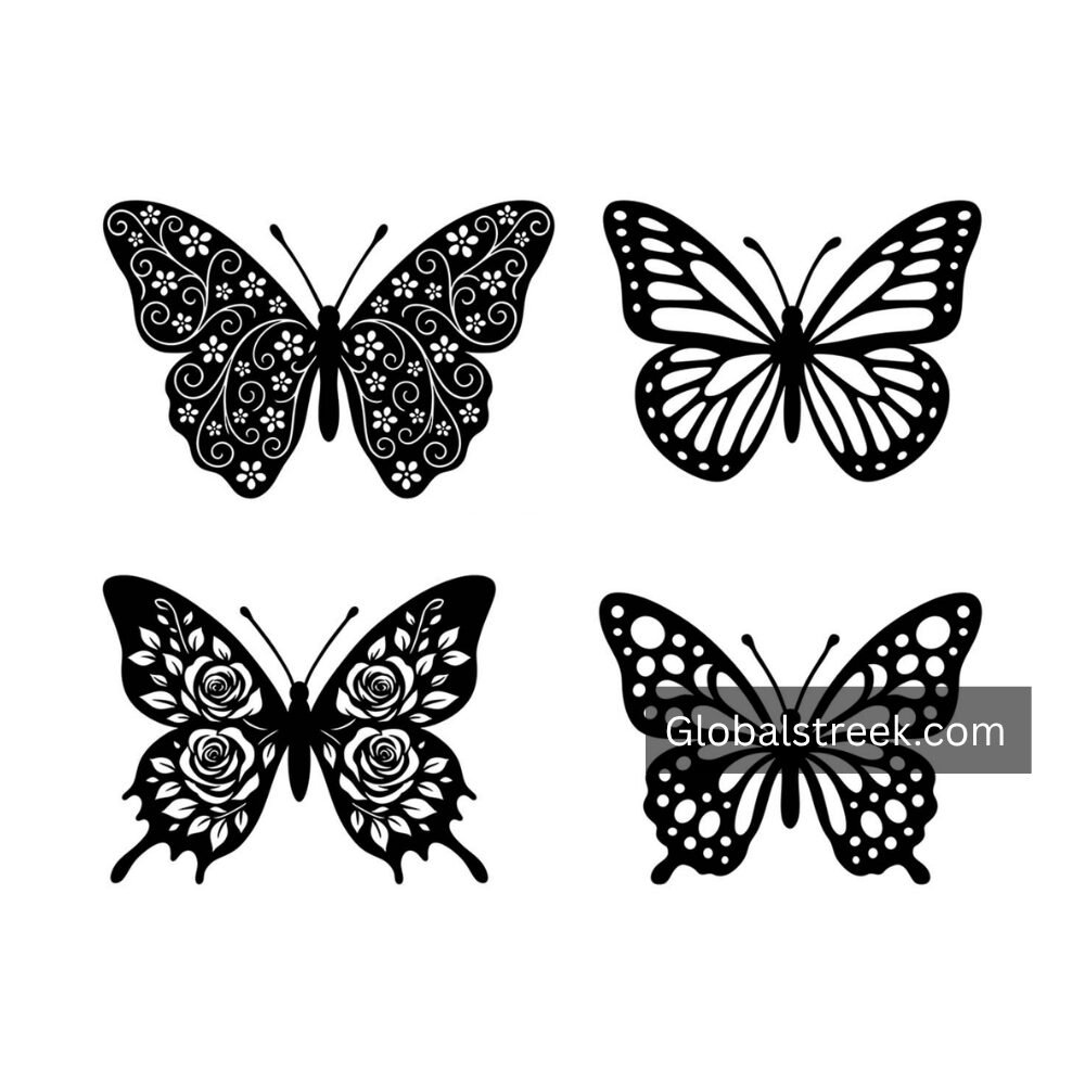 Black and White Butterfly Vector Art Vector Illustration Design