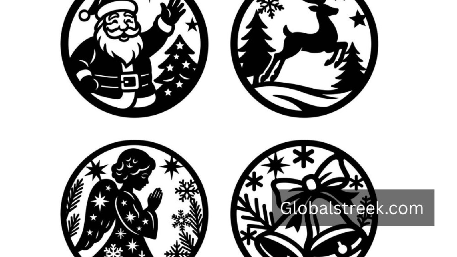 Free Circular Christmas Ornament Vector Illustration Design DXF File for Laser Cutting and Engraving